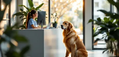 KI-Telefonbot für Tierarztpraxen – moderne Empfangsbereich einer Veterinärklinik